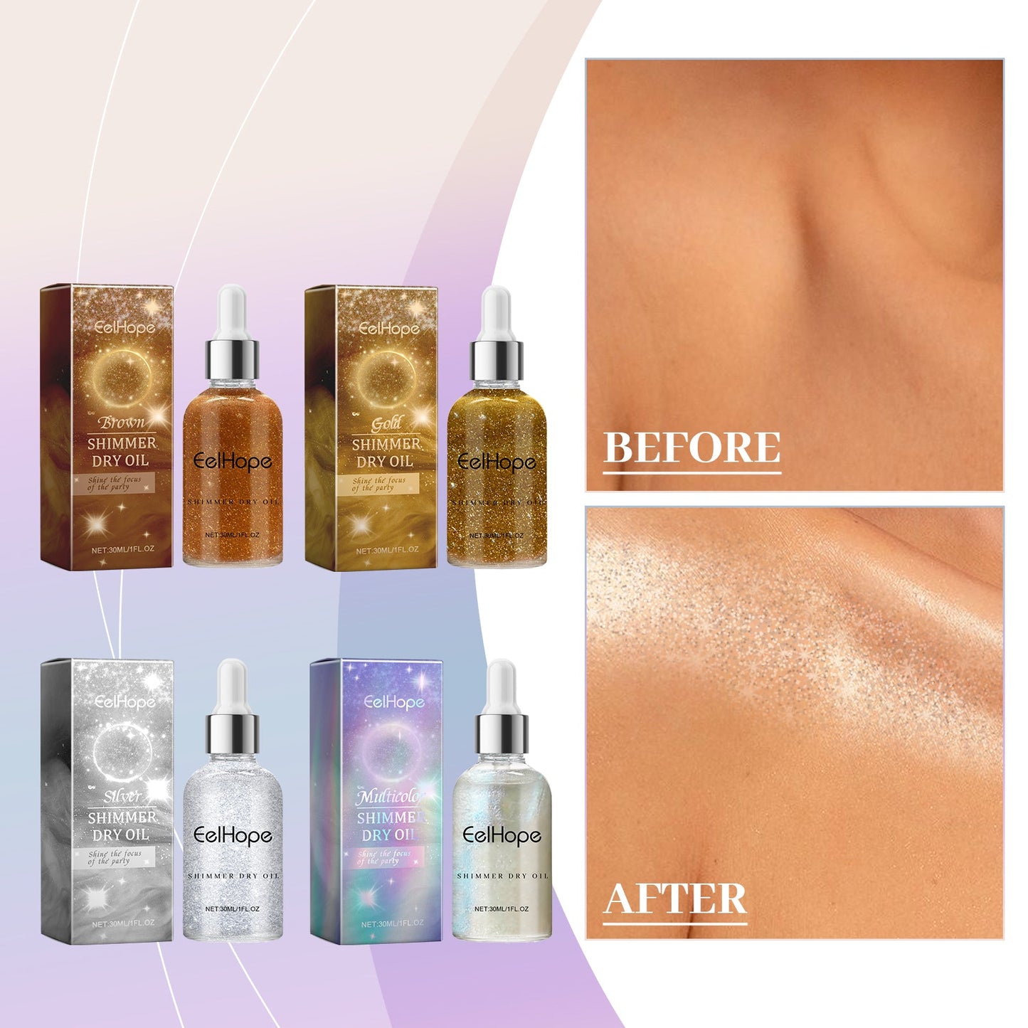 Party Body Glitter Oil, Naturally Brightening And Long-Lasting Moisturizing Party Dance Shine Shine Shine
