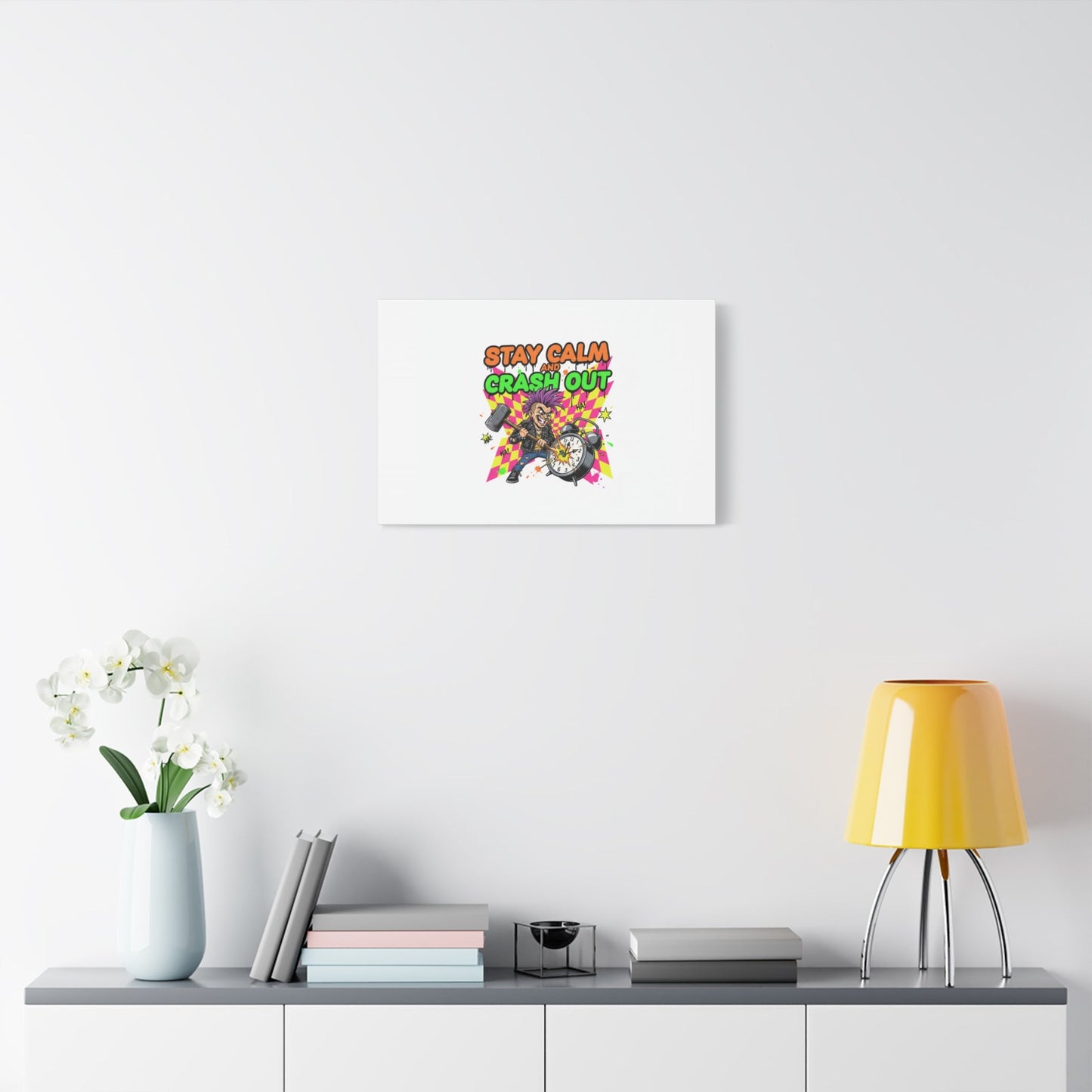 Stay Calm and Crash Out Canvas | neon skate graffiti, meltdown art