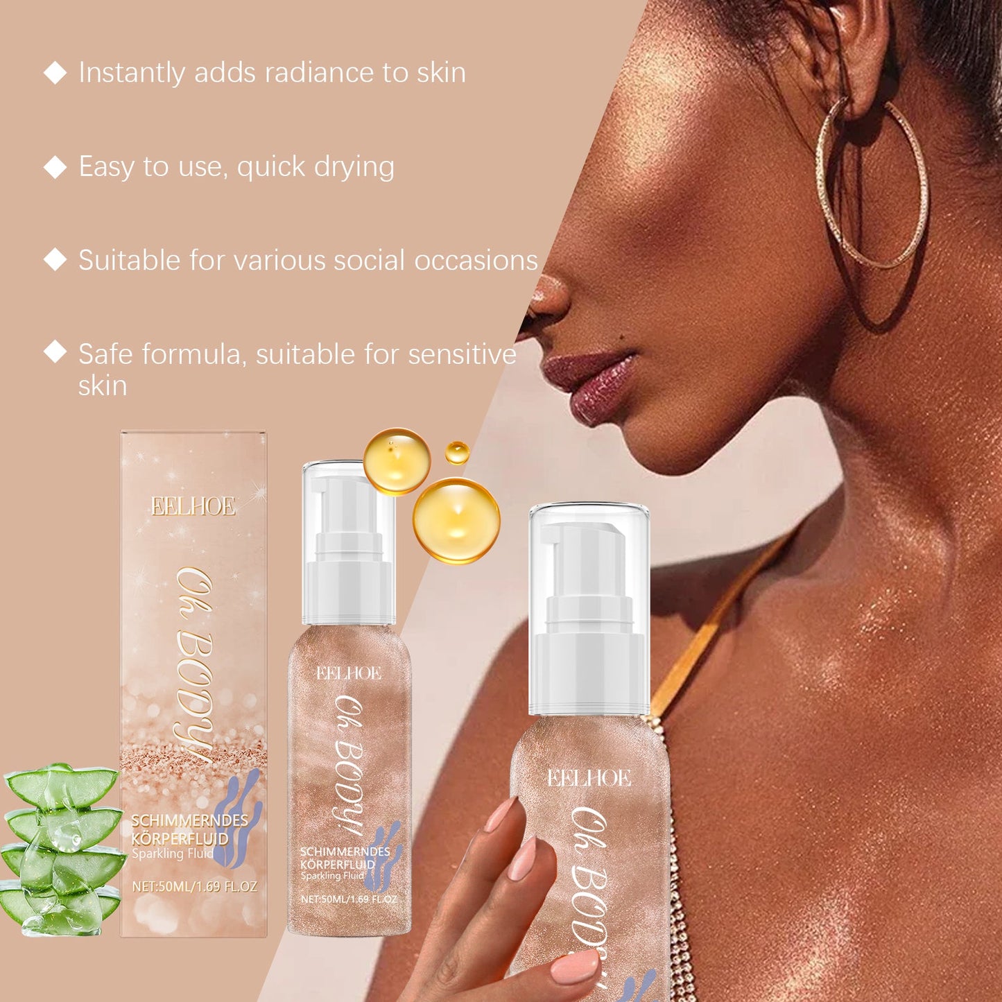Glitter Body Lotion Glitter Powder Hair Face Body Colorful Shiny Smooth Comfort Glitter Lotion