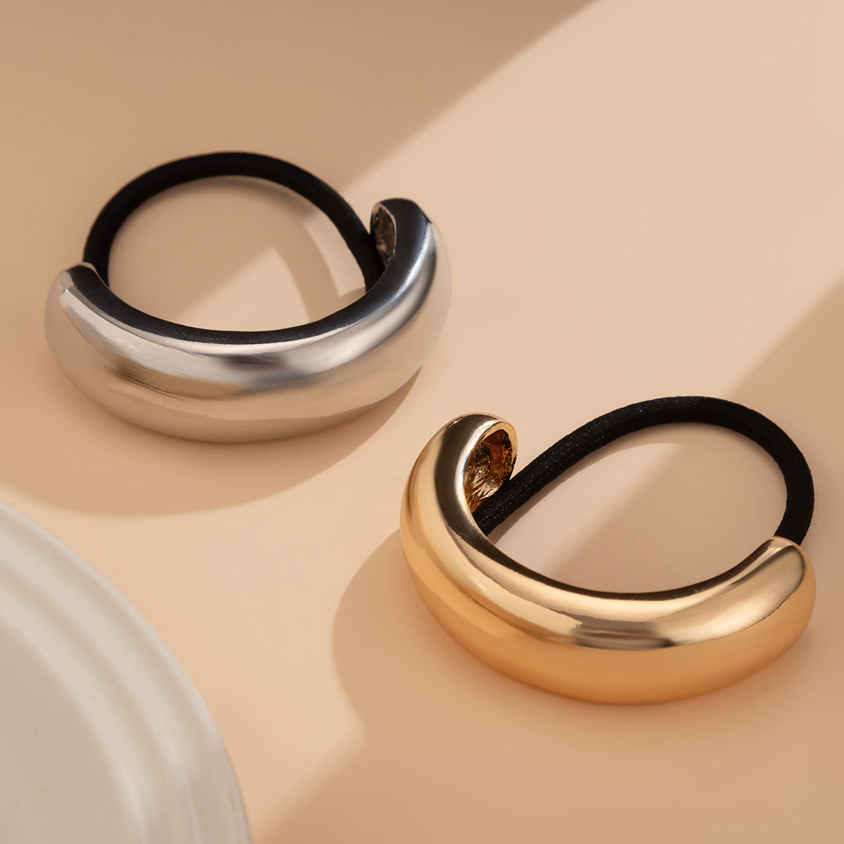 Personalized retro double-layer arc elastic hairpin irregular temperament hair ring