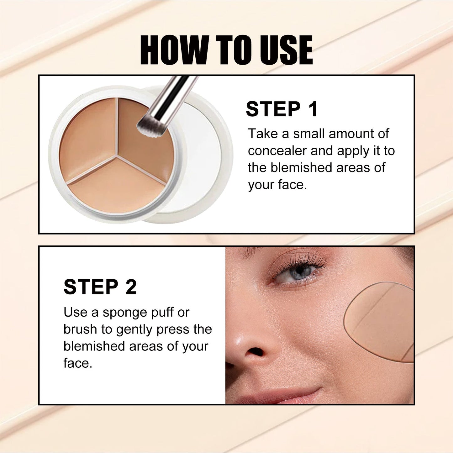 Three-Color Concealer, Natural Cover Dark Black Rim Of The Eye Spots Blain To Imprint Carry Bright Color Of Skin Concealer