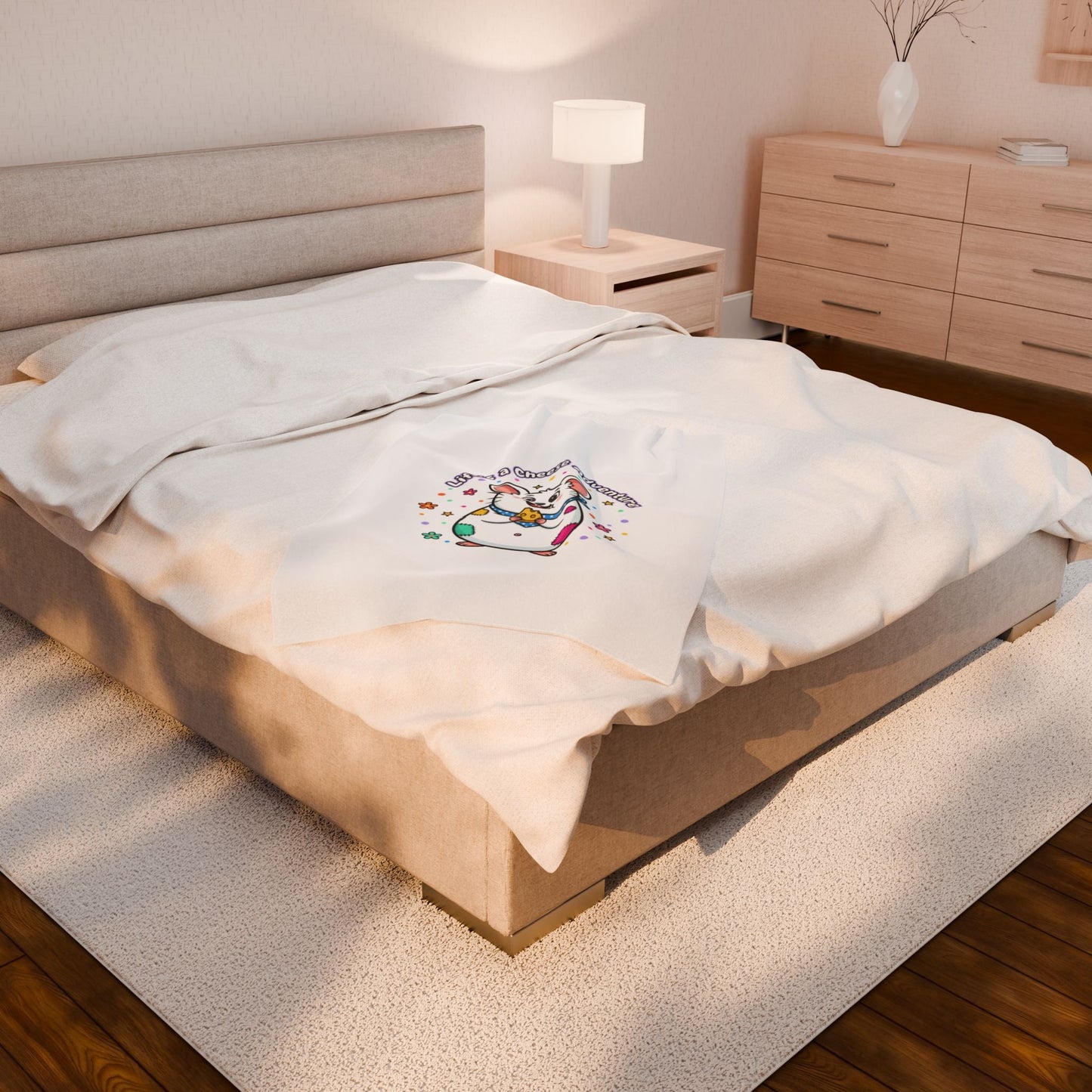 Life's a Cheese Adventure Velveteen Blanket | Rodent-Core, Cute Rat Art