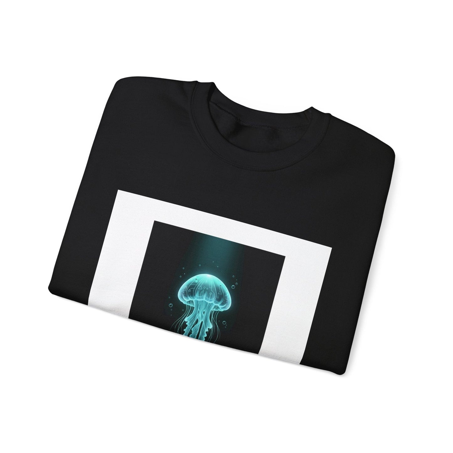 Bioluminescent Jellyfish Crewneck Sweatshirt | neon jelly print, deep-sea aesthetic