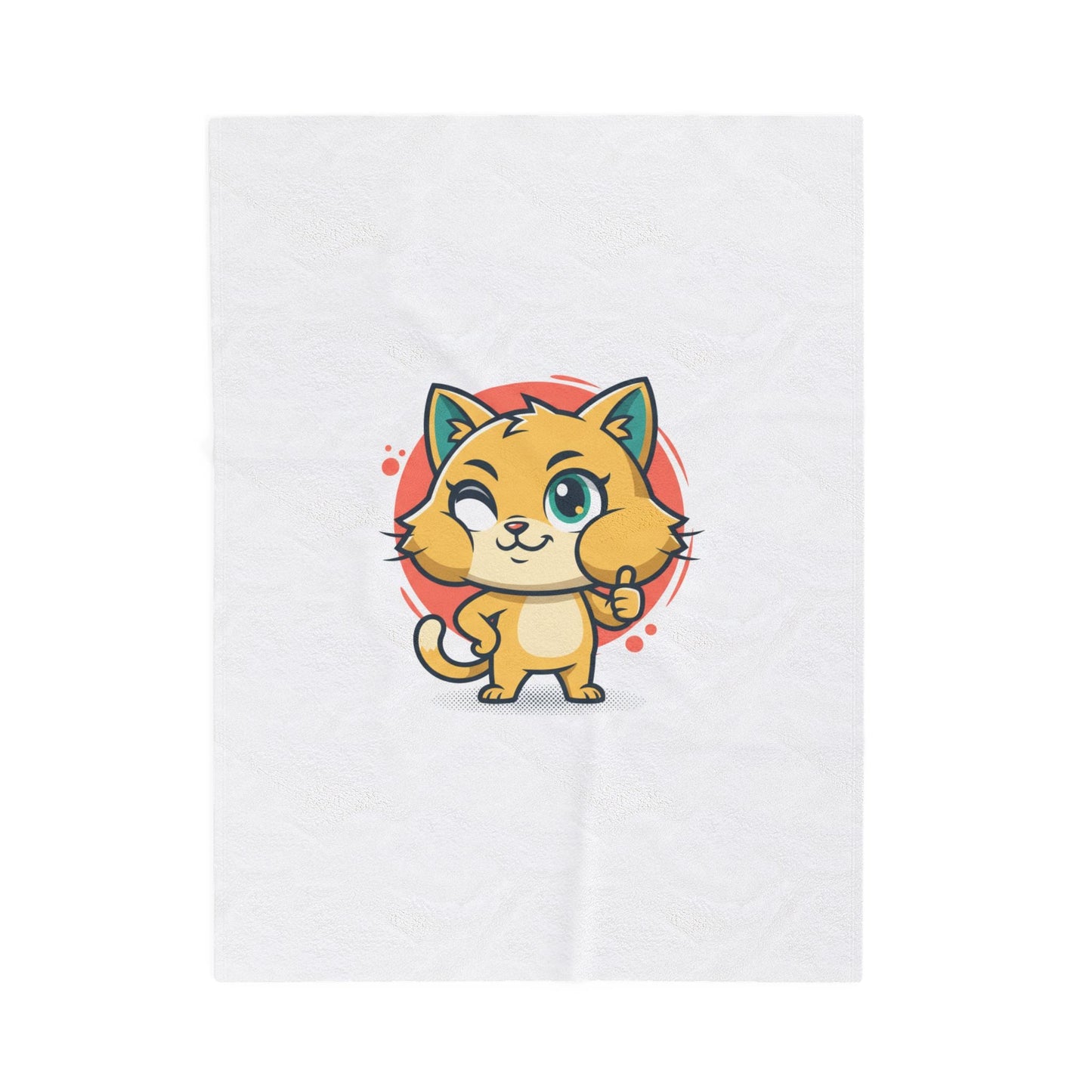 Cute Cheeky Cat Illustration Velveteen Plush Blanket | Rodent-Core Vibe