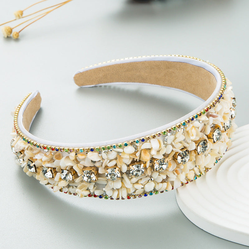 Fashion Design Colorful Turquoise Set Diamond Wide Edge Fabric Candy Color Headband Versatile Headwear