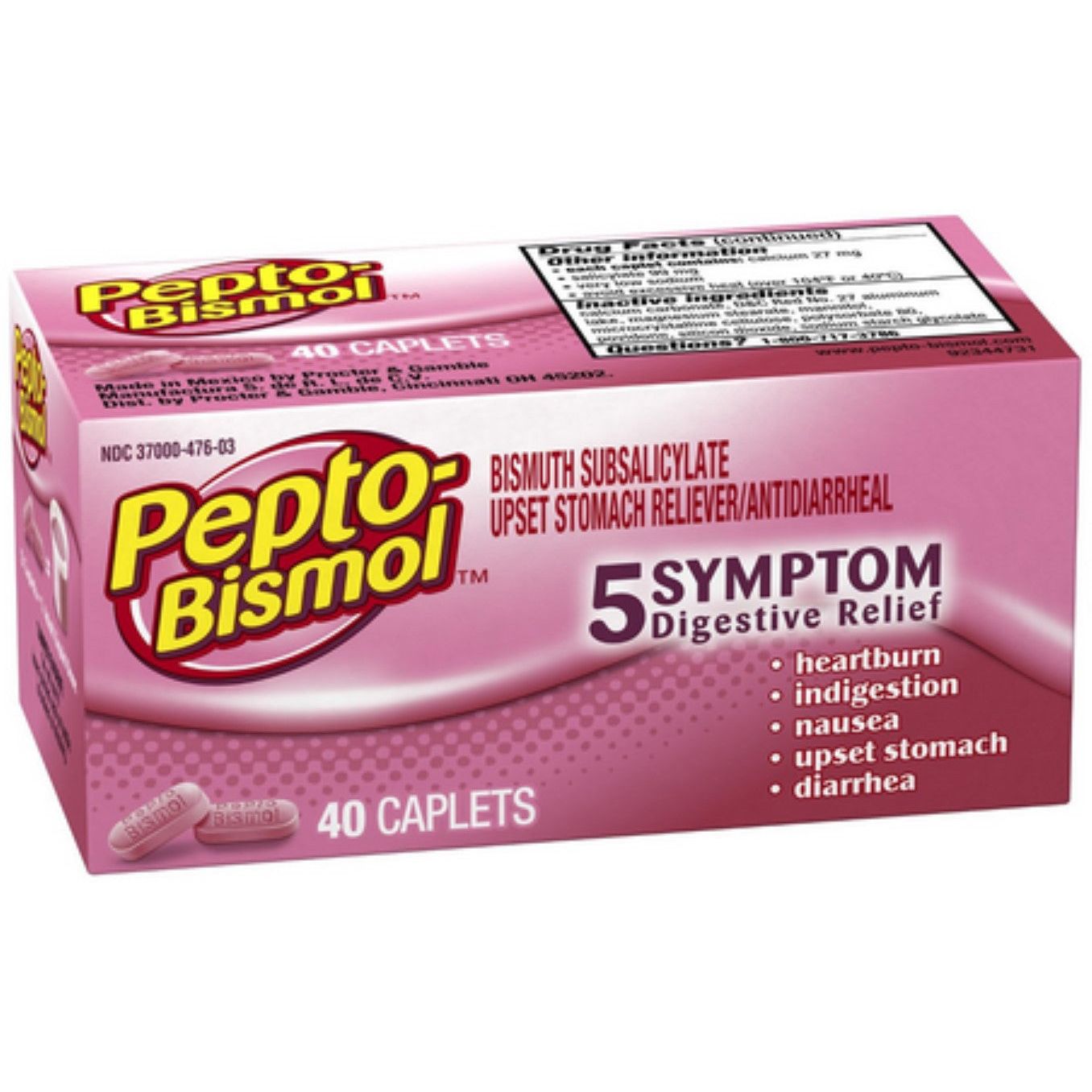 Pepto Bismol 5-Symptom Relief Caplets - 40 Count