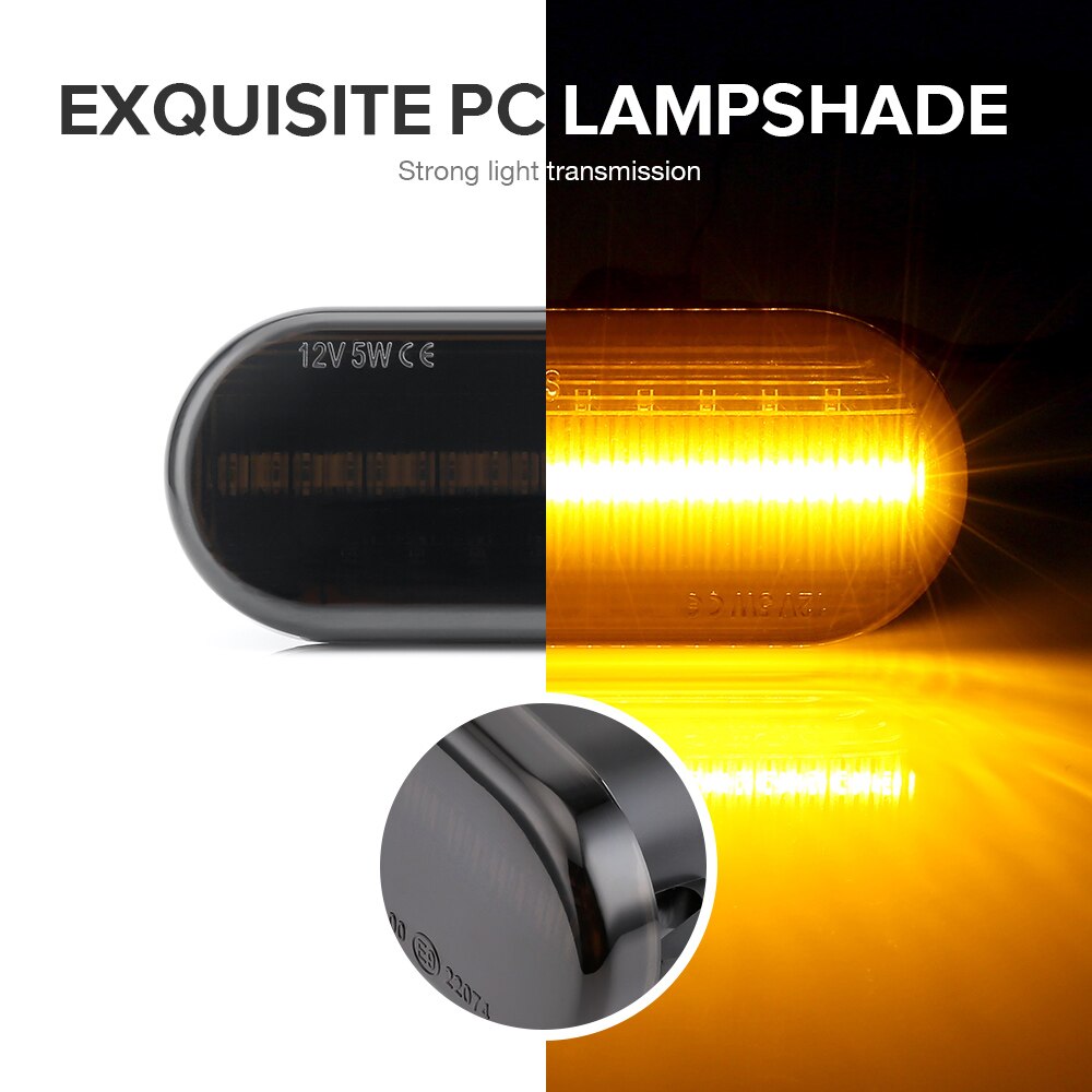 2pieces Led Dynamic Side Marker Turn Signal Light For Volkswagen VW Bora Golf 3 4 Passat 3BG Polo SB6 SEAT Ibiza Leon Skoda Ford