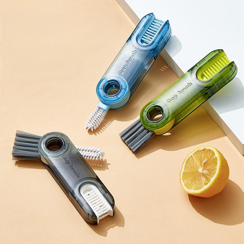 Vacuum cup brush cleaning cup, water cup mouth, milk bottle, multifunctional cleaning cup lid, tea cup, three in one gap brush t