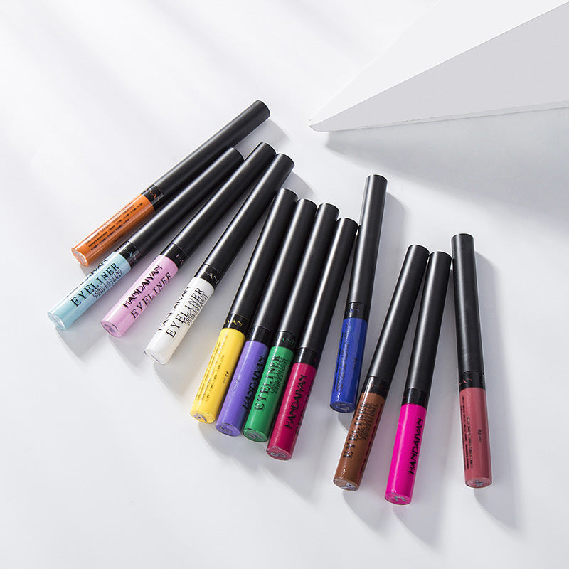 HANDAIYAN FDA Approved Color Matte Eyeliner Liquid Imitation Water 12-Pack