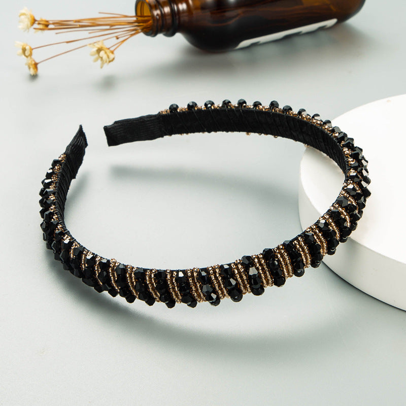 Hair Hoop Hand-woven Beaded Headband Female Baroque Sponge Hair Bundle Korean Face Wash Hair Accessories