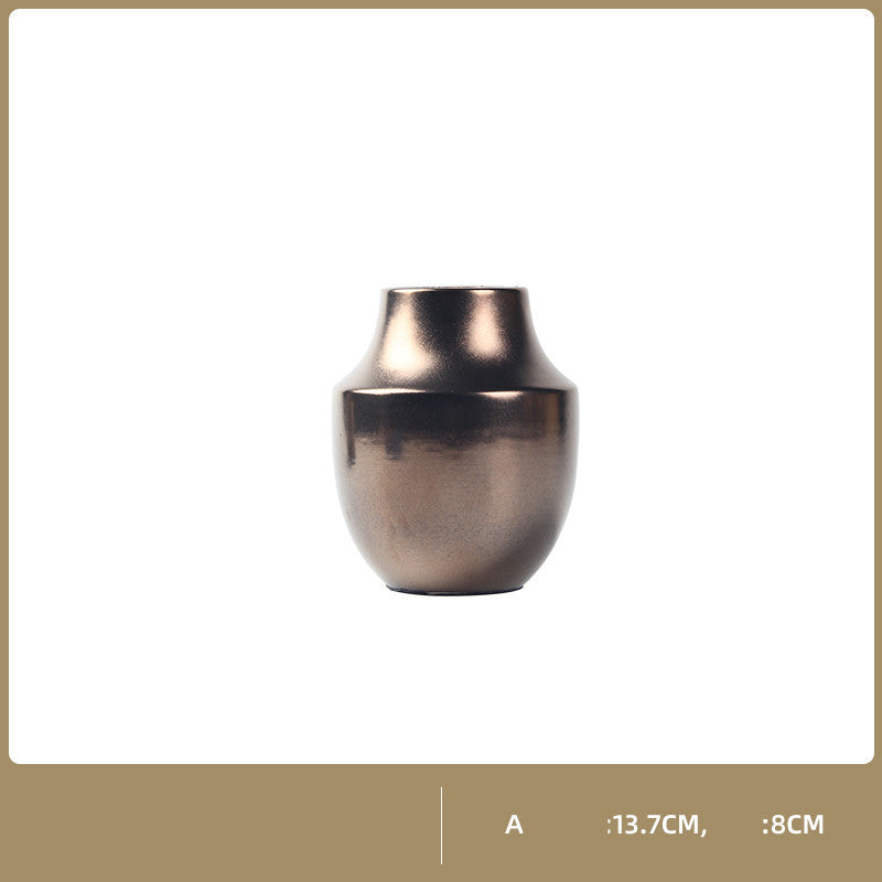 Modern And Simple Golden Ceramic Vase Ornaments Nordic Net Red Creative