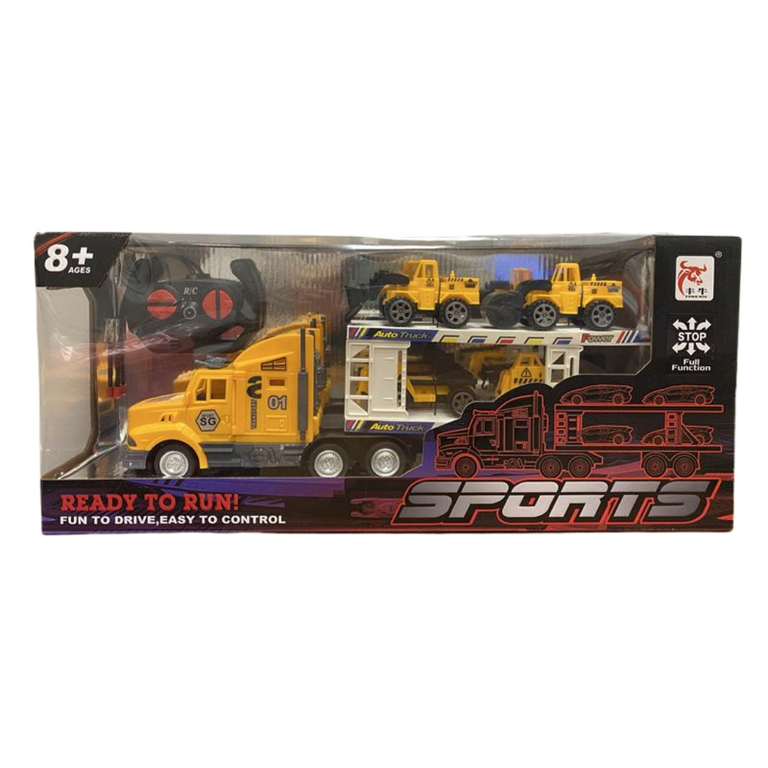 Feng Niu RC Transport Carrier Truck with Construction Vehicles (Yellow)