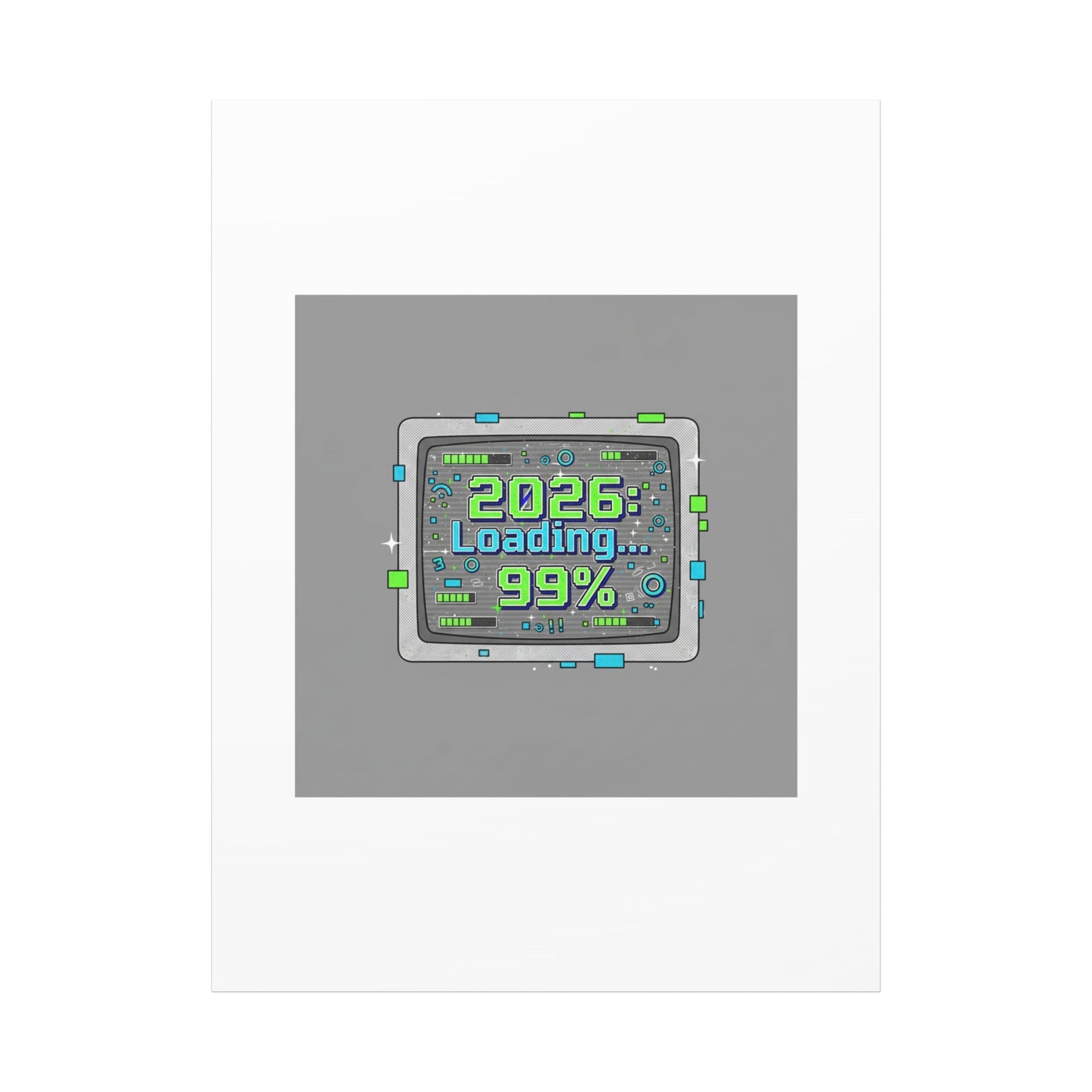 2026 Loading 99% Canvas | NYE countdown, retro system interface