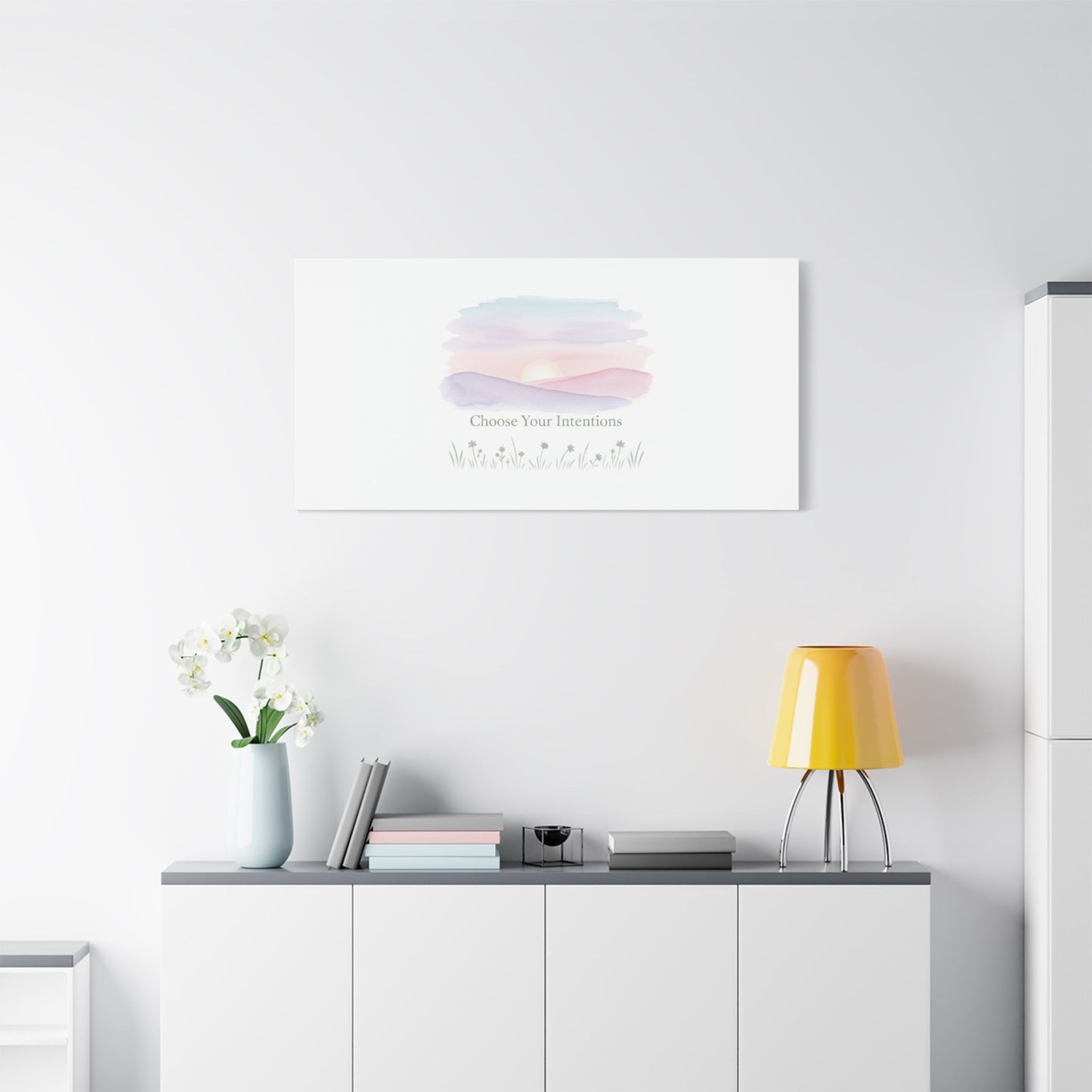Choose Your Intentions Canvas, soft wellness poster, pastel gradient mindfulness art