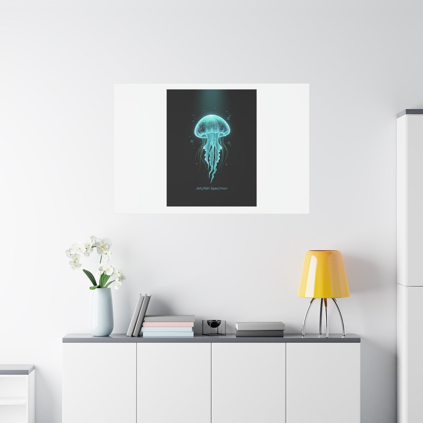 Bioluminescent Jellyfish Art Canvas | Deep Sea Aesthetic, Neon Glow