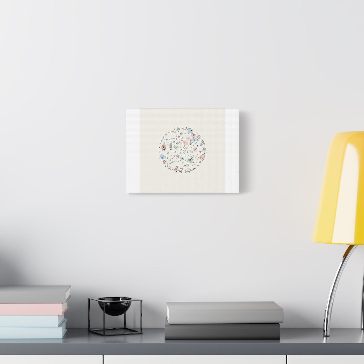 Doodle Circle Line Drawing Matte Canvas, Hand-Drawn Sketch Art