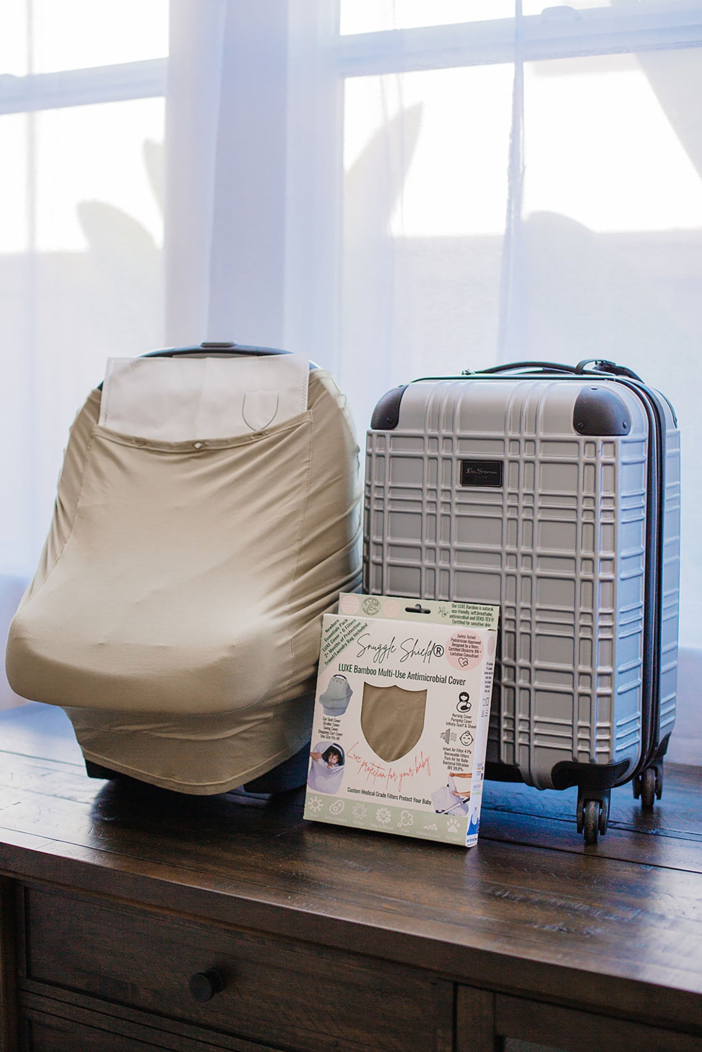 Snuggle Shield® LUXE Protection™ Bamboo Multi-Use Antimicrobial Air Filtering Infant Cover Moss Green