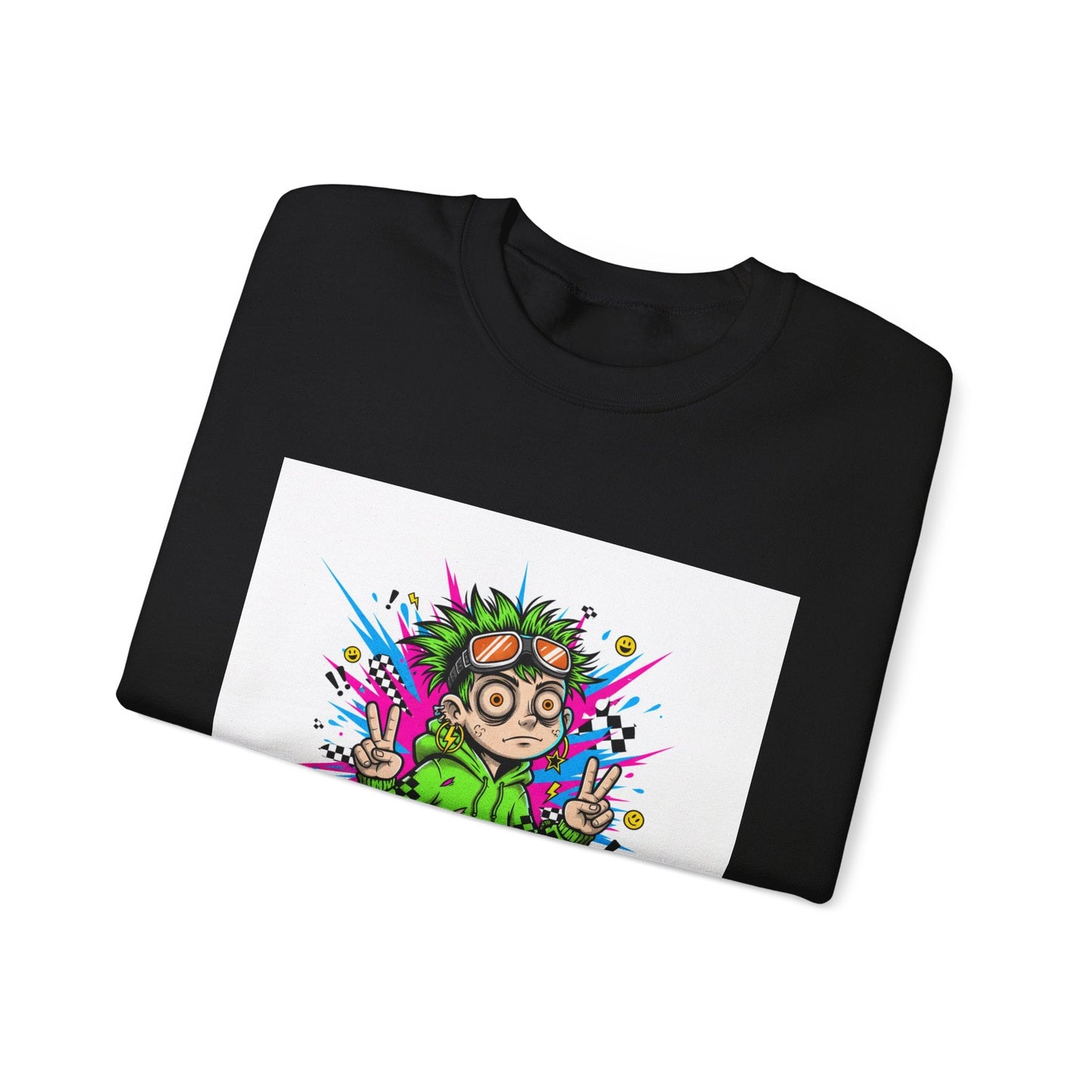 Crash Out With a Smile Sweatshirt | neon graffiti, meltdown streetwear