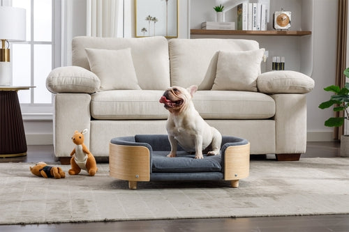 Scandinavian Style Elevated Dog Bed Pet Sofa with Solid Wood Legs and