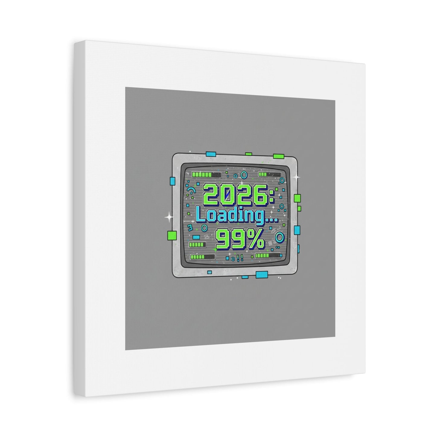 2026 Loading 99% Canvas | NYE countdown, retro system interface