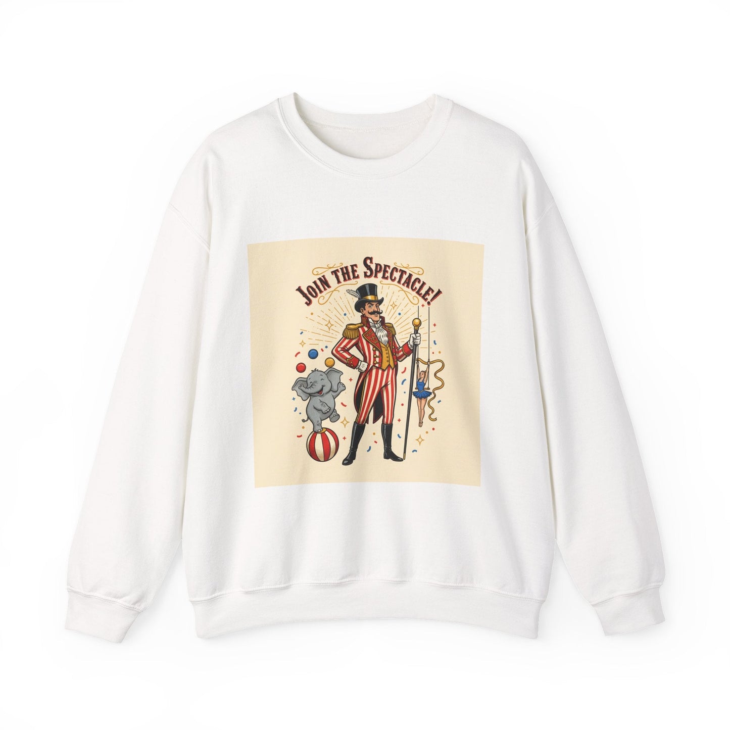 Join the Spectacle Circus Art Print Crewneck Sweatshirt | Vintage Carnival Design, Camp Circus Aesthetic
