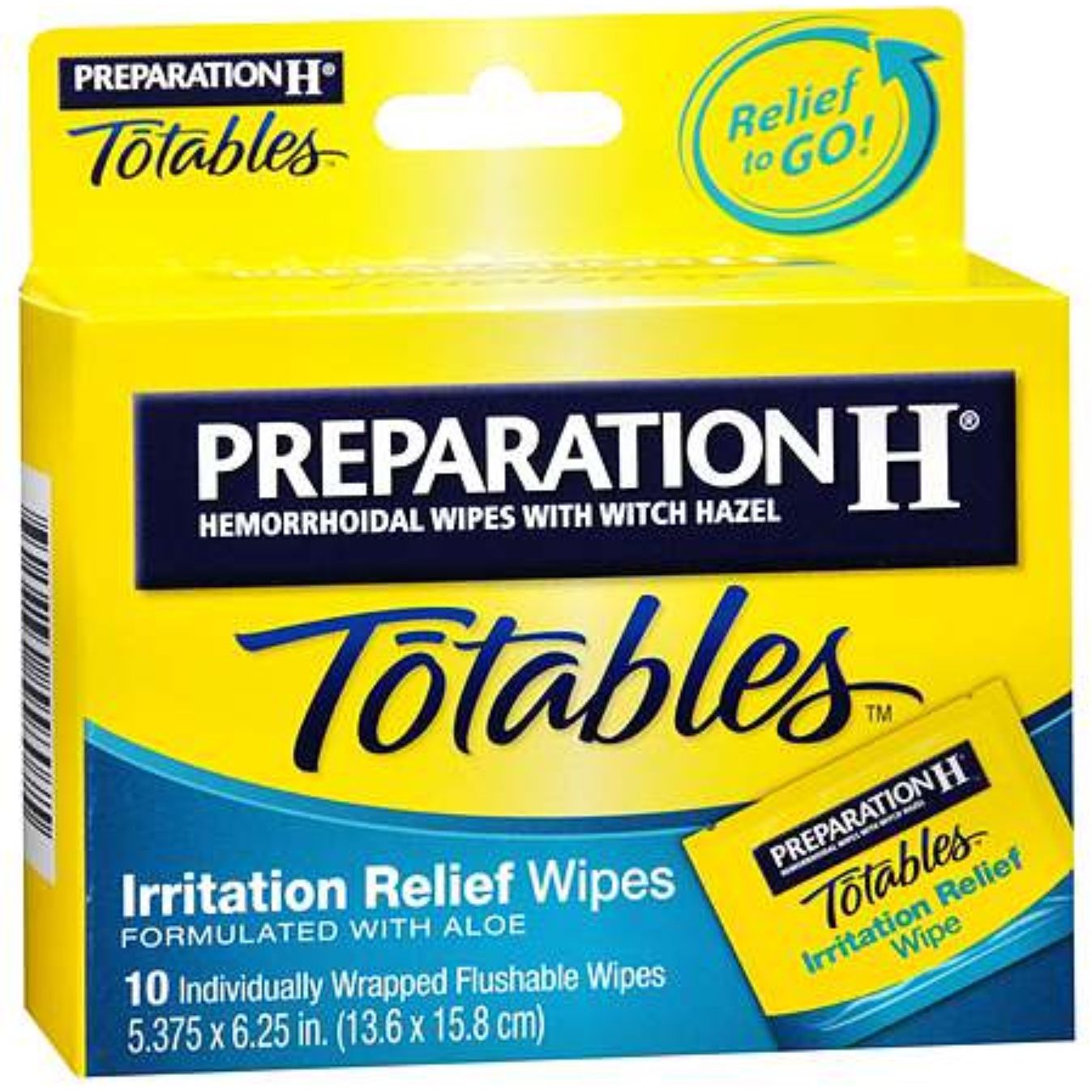 Preparation H Hemorrhoidal Wipes With Aloe Max Strength Individually Wrapped 10Ct