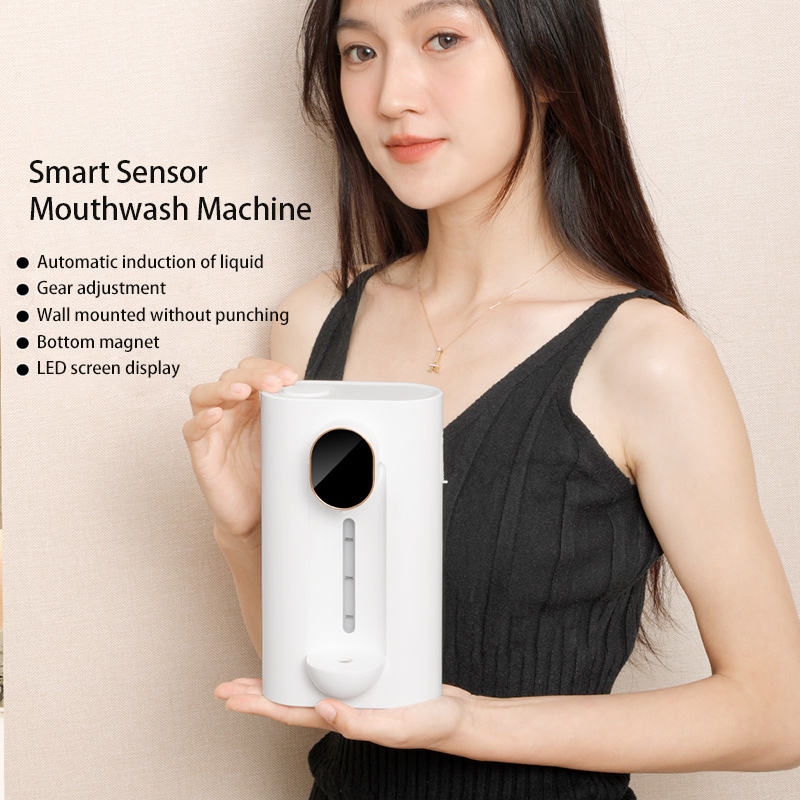 Household Bathroom Mouthwash Cups Wall Mounted Mouth Wash Machine Black Mouthwash Dispenser