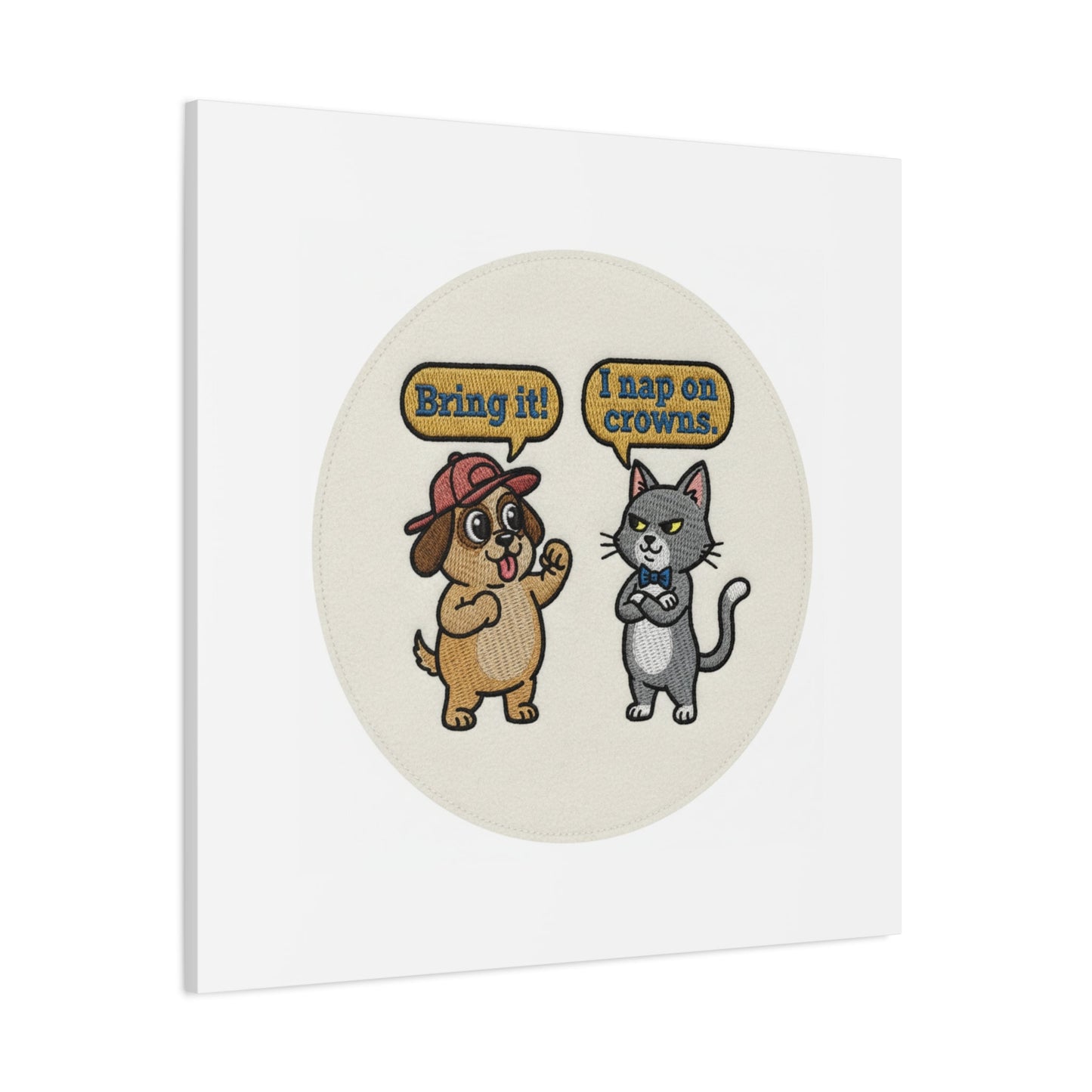 Funny Cat vs Dog Canvas | Pet Rivalry Wall Art