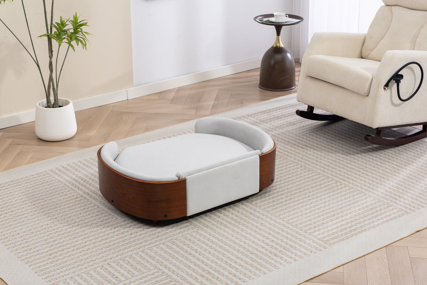 Scandinavian Style Elevated Dog Bed Pet Sofa with Solid Wood Legs and