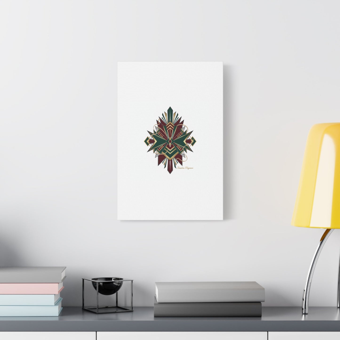 Art Deco geometric brass print Canvas | Neo-Deco chrome & gold fan motif