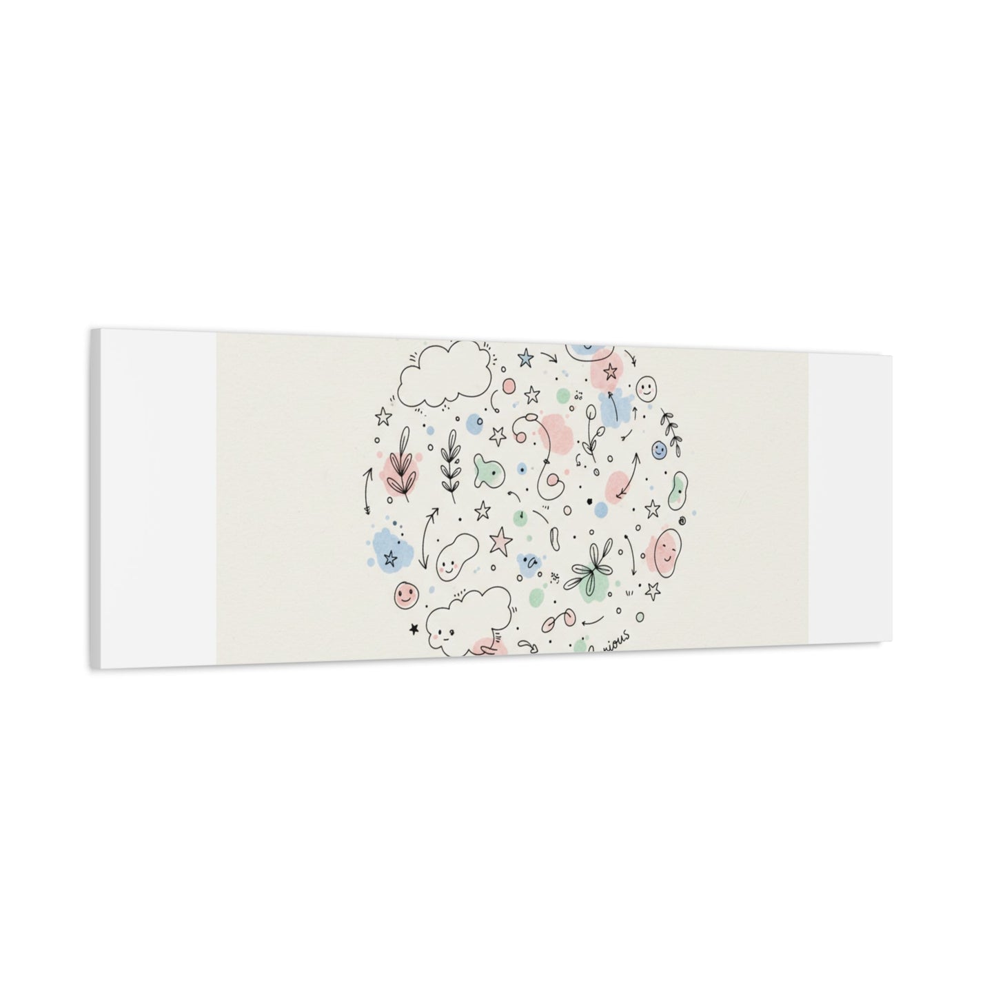 Doodle Circle Line Drawing Matte Canvas, Hand-Drawn Sketch Art
