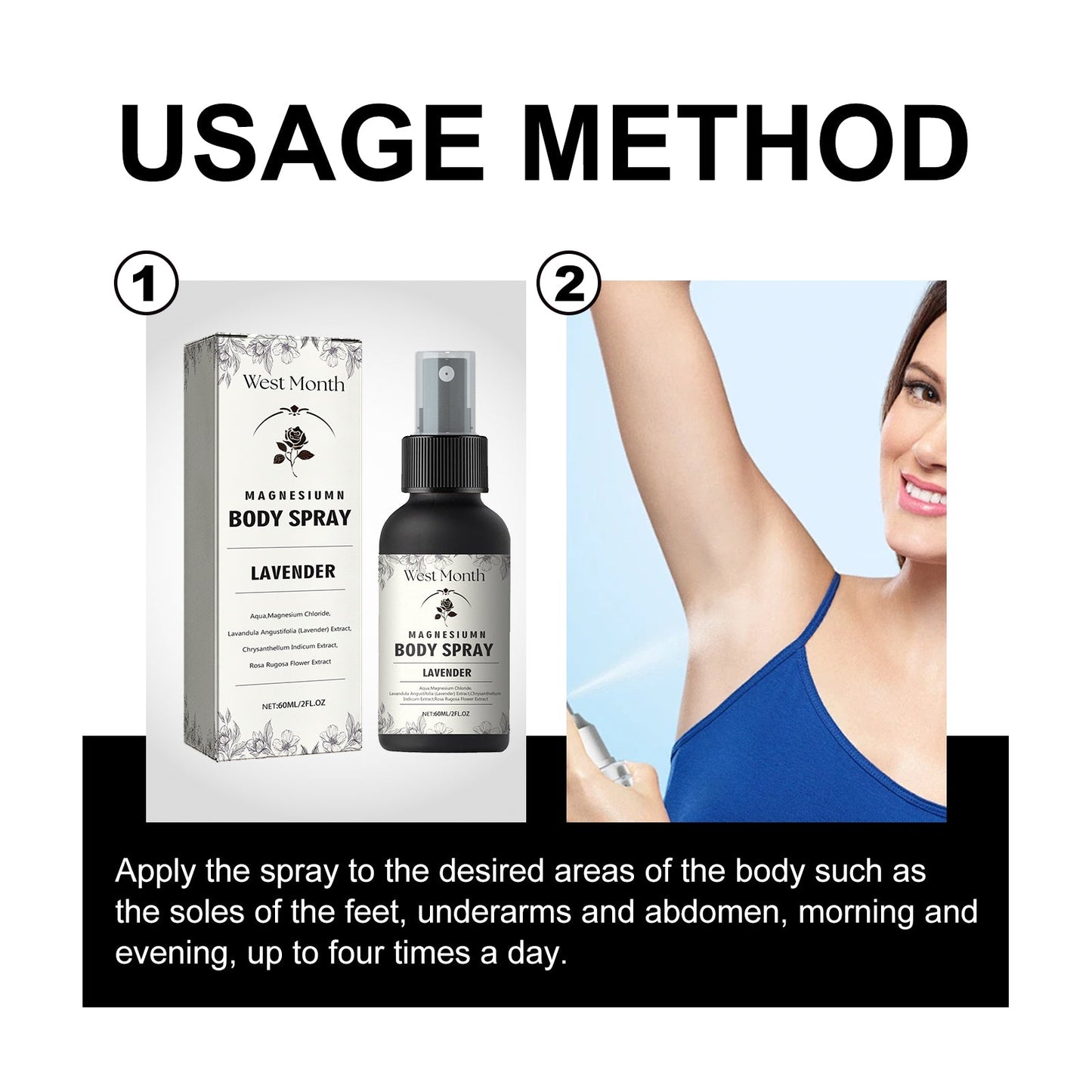 Magnesium Body Spray, Relieve Muscle Tension And Fatigue And Promote Body Relaxation Treatment Spray