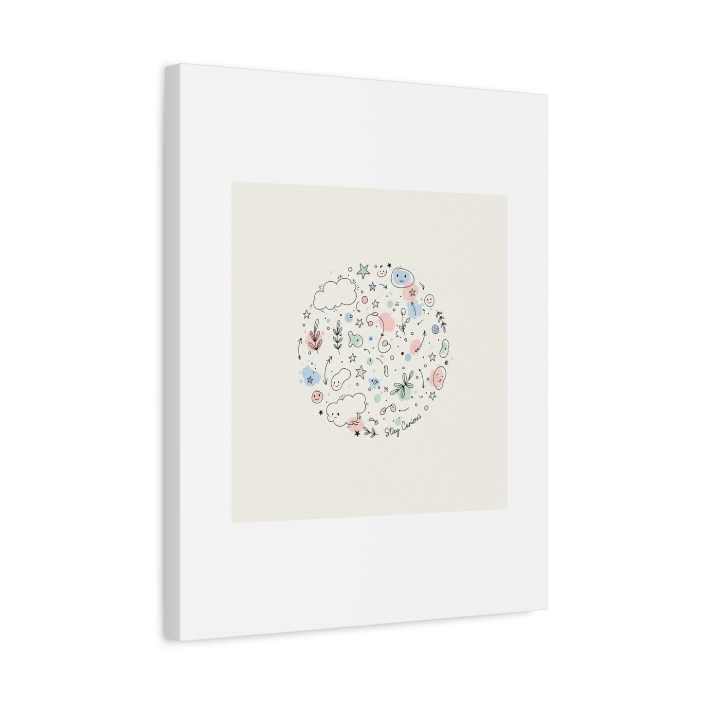 Doodle Circle Line Drawing Matte Canvas, Hand-Drawn Sketch Art