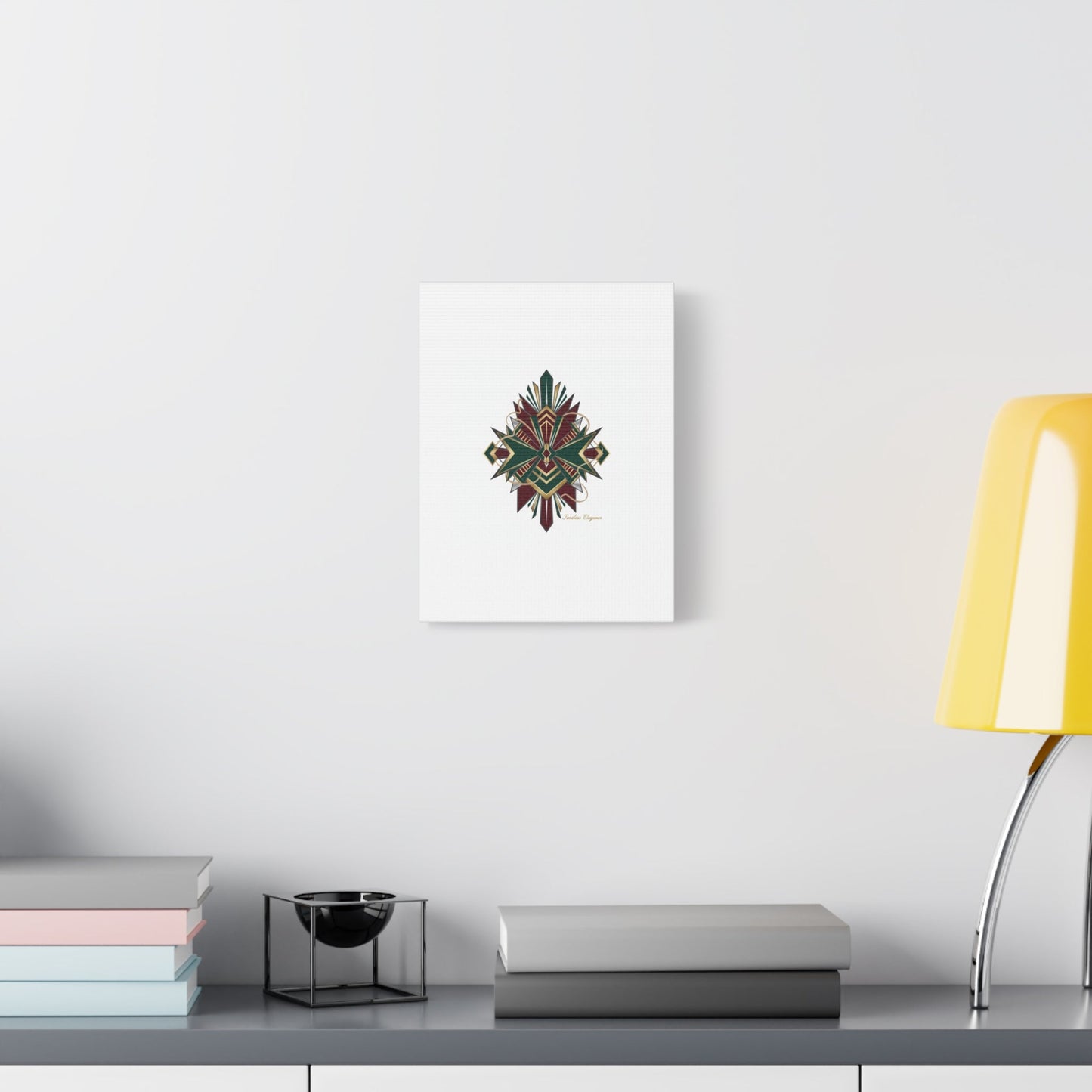 Art Deco geometric brass print Canvas | Neo-Deco chrome & gold fan motif