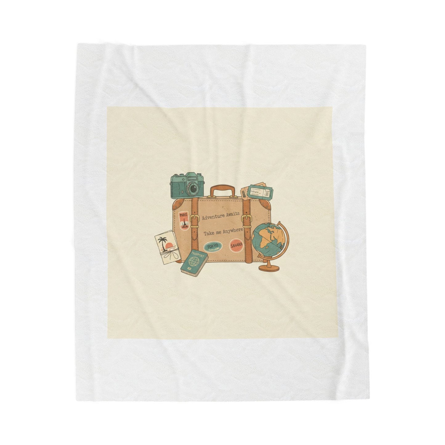 Wanderlust Postage Travel Stamp Blanket | Retro Postcard Vintage