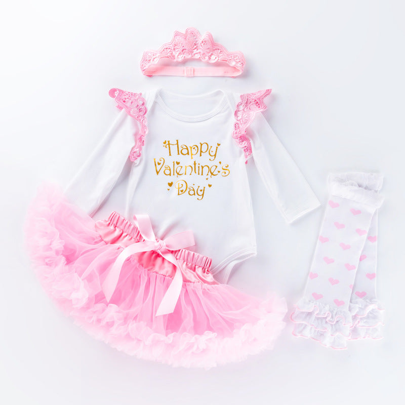 Crown Romper Puff Skirt Suit Long Sleeve Wing Romper Skirt
