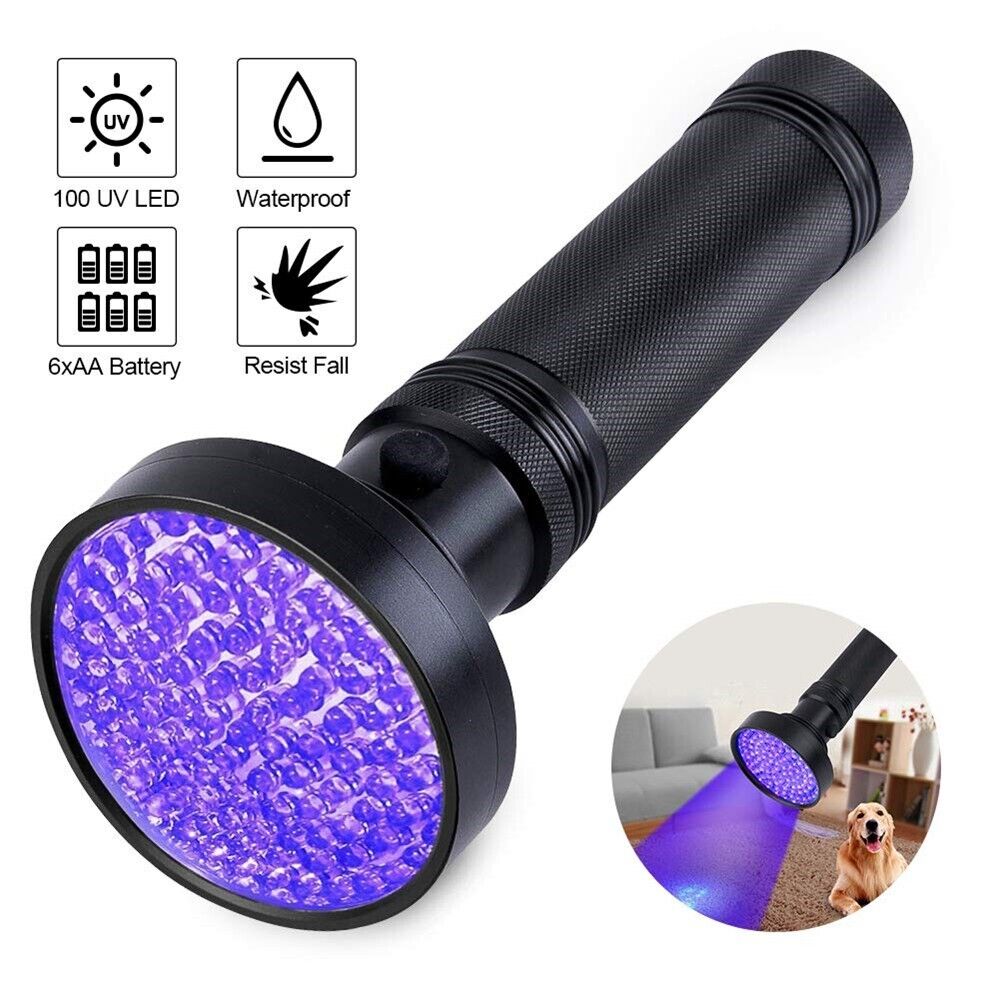 UV Ultraviolet Light 100 LED Flashlight BlackLight 395nM Inspection Lamp Torch