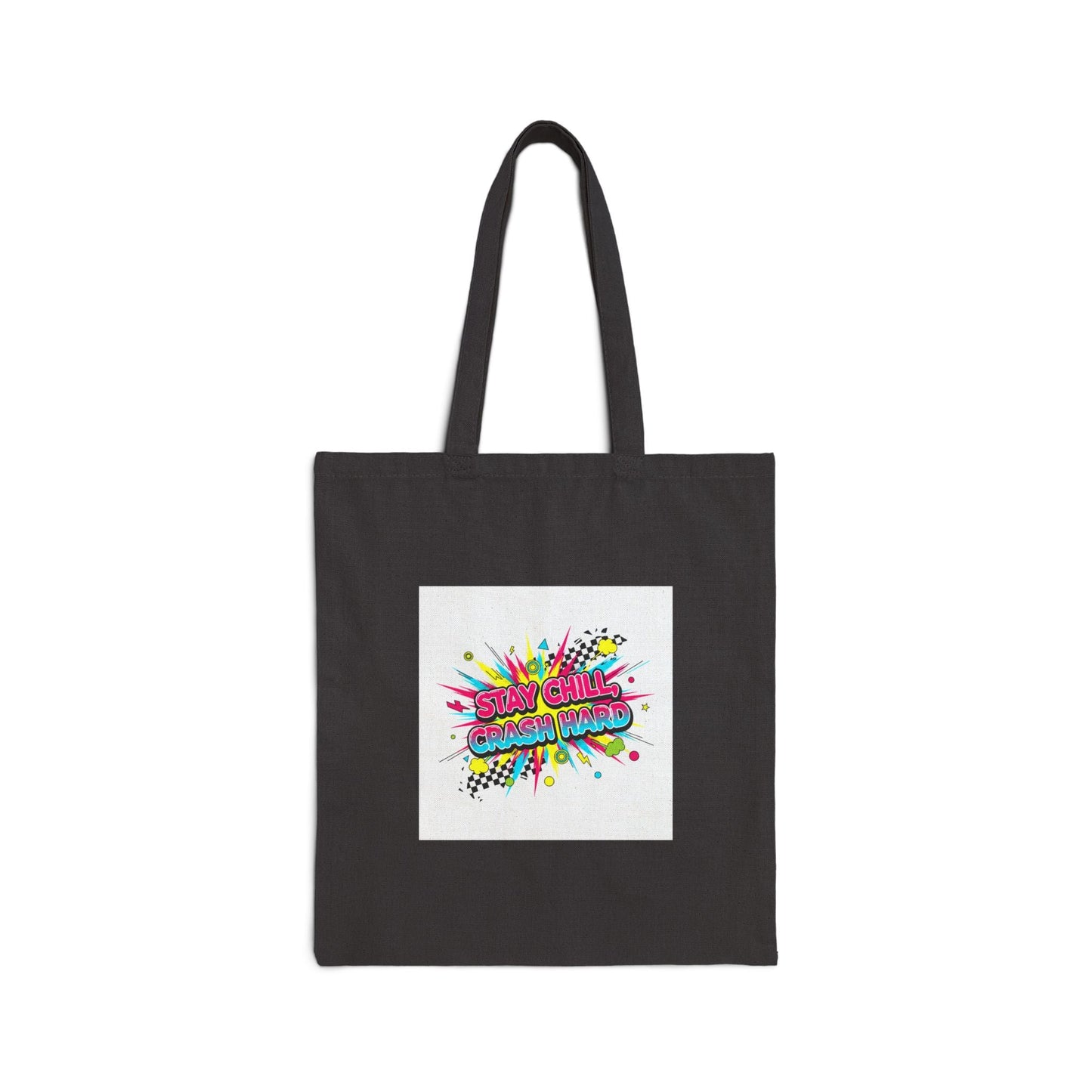Crash Out Meltdown Tote | Cotton Canvas Tote, Neon Graffiti checkerboard