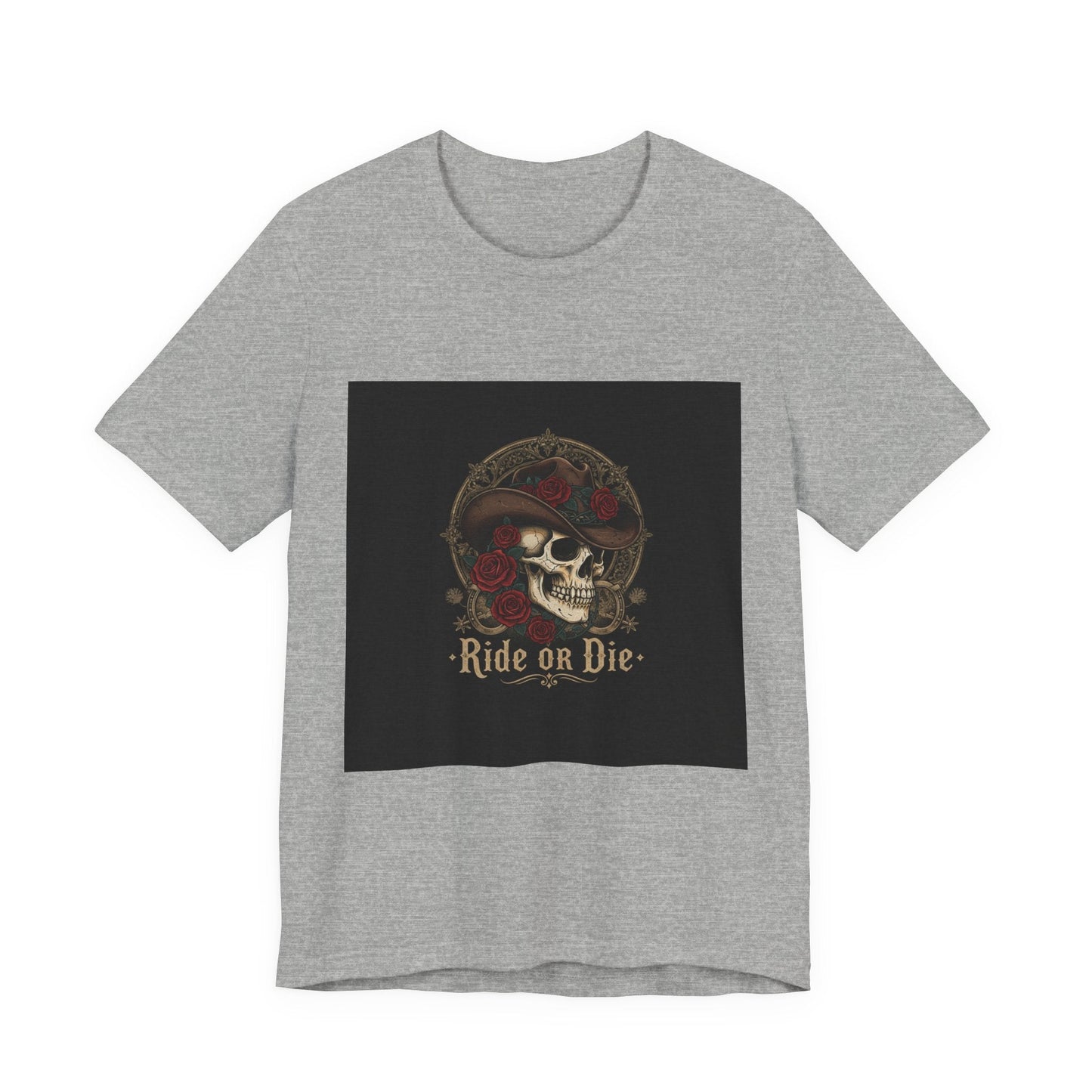Ride or Die Skull Cowboy Tee | western skull art, gothic Americana