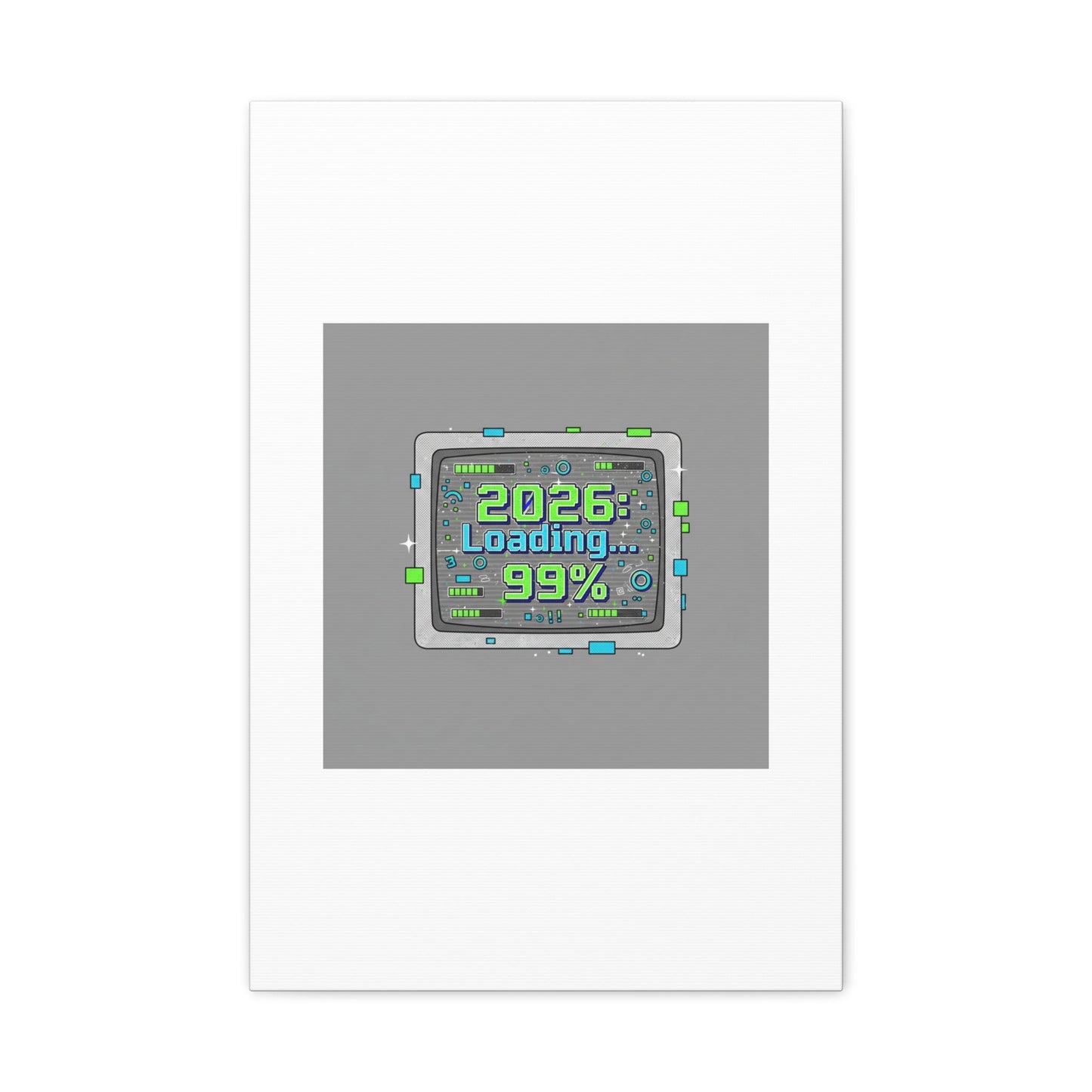 2026 Loading 99% Canvas | NYE countdown, retro system interface