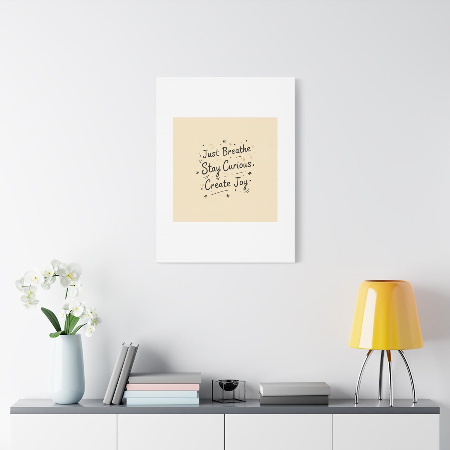 Just Breathe Stay Curious Create Joy Canvas | Messy Handwritten Typography, Doodle Text Art