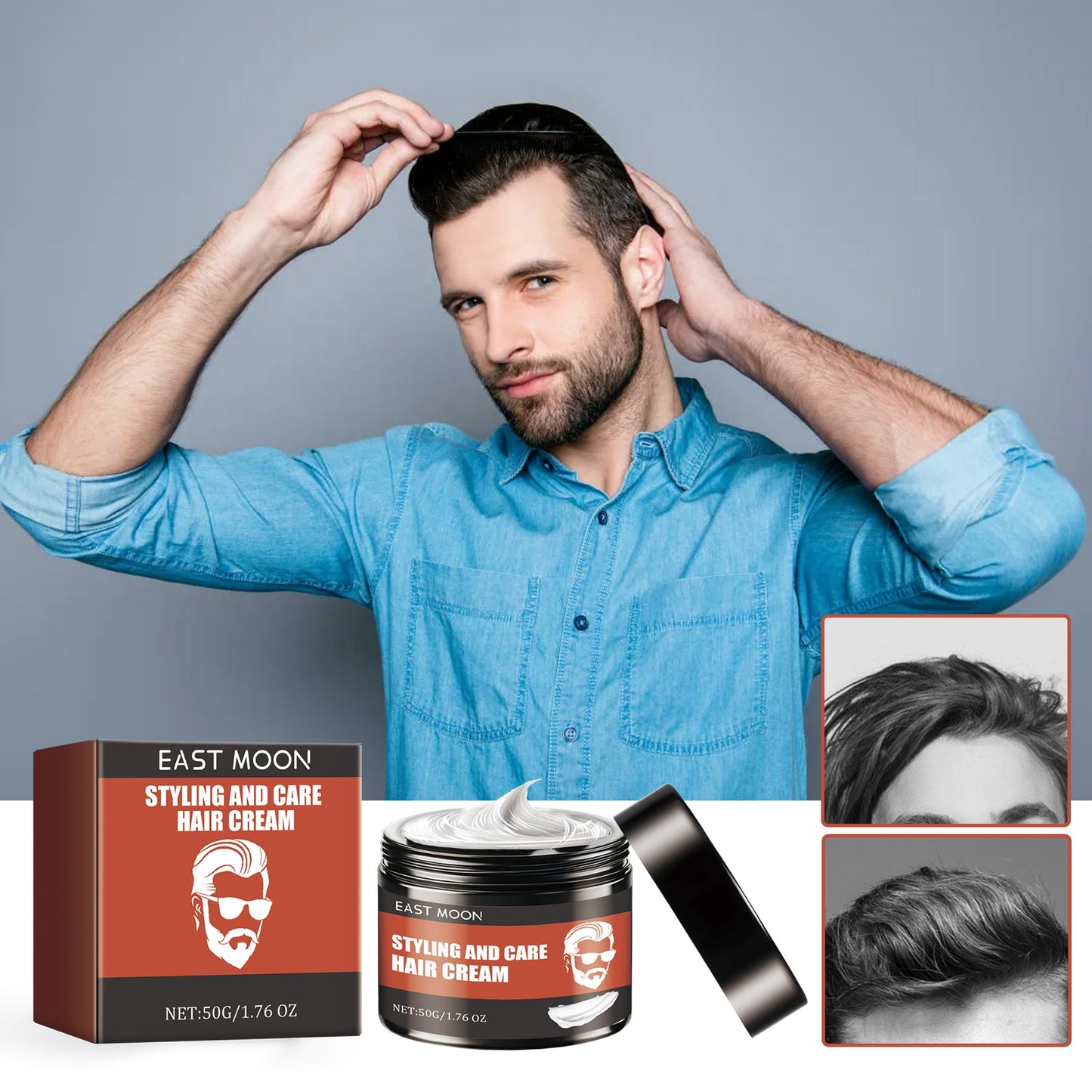 Styling And Care Hair Cream, Strong Hair Styling Moisturizing Shine Long-Lasting Styling Natural Volumizing Cream