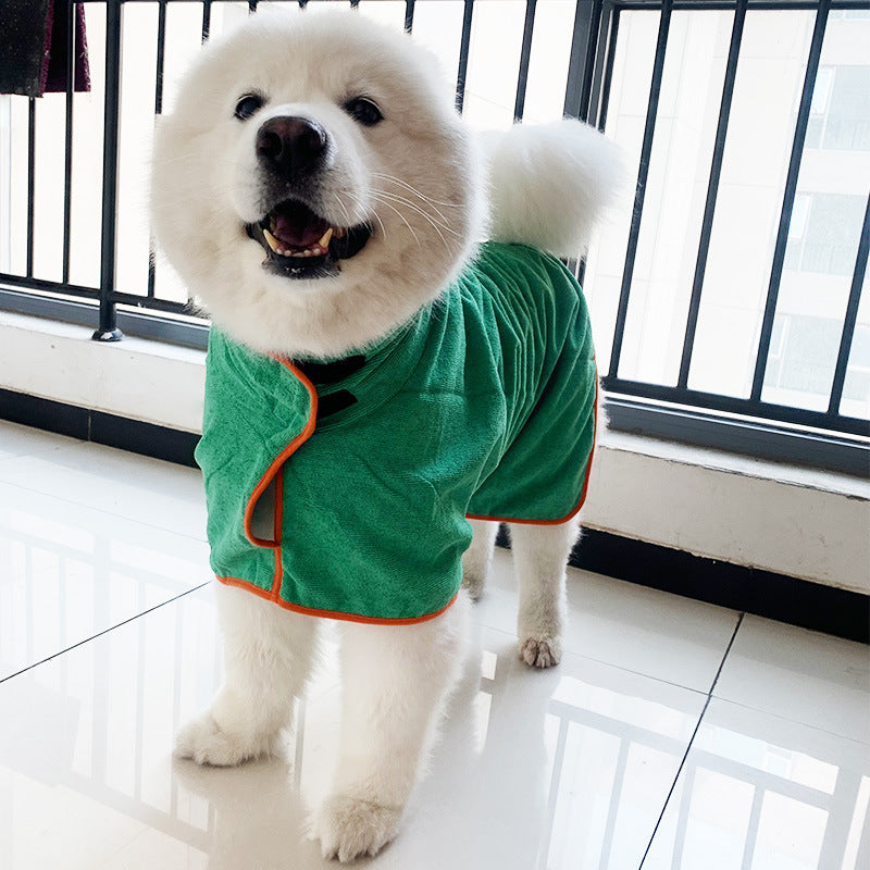 Pet Bathrobe Fast Drying Towel Microfiber Absorbent Soft Bath Robe Adjustable Towel Grooming Coat For Small Medium Large Dog