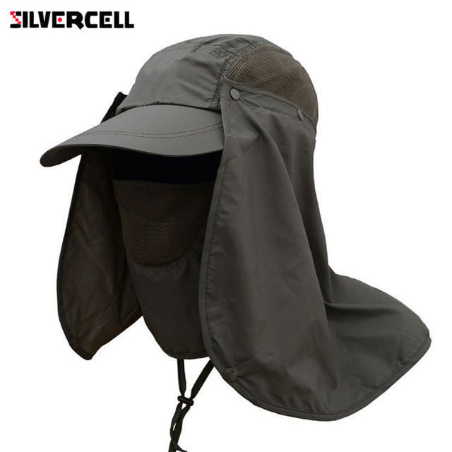 Sun Caps Flap Hats 360 degree Solar UV Protection Sun Hat Summer Men Women Sun Visor Cap Folding Removable Neck Face Mask Head