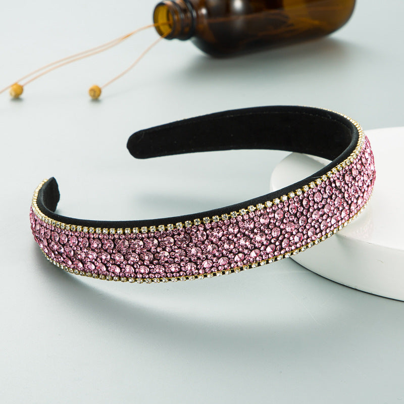 Korean Version Of The Same Trend Color Full Drill Non Slip Headband Women's Simple Headdress Pressure Hair Wash Face Hair Accessories
