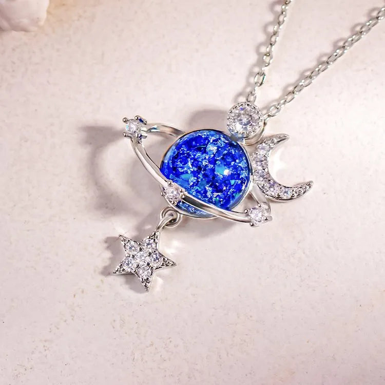 Starry Sky Global Moon Star Set Zircon Necklace Women's Fashion Clavicle Chain