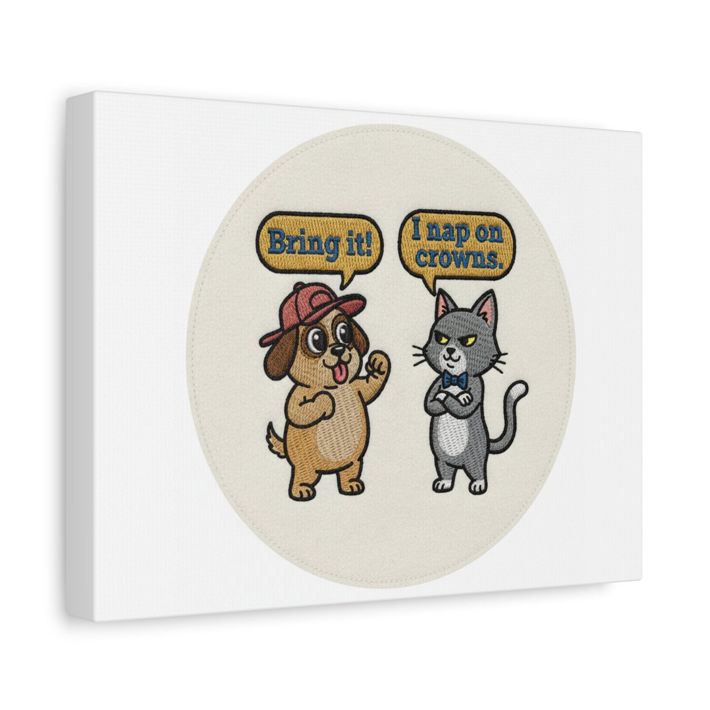Funny Cat vs Dog Canvas | Pet Rivalry Wall Art