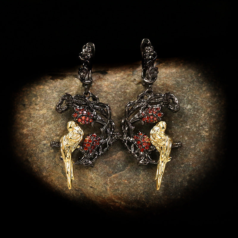 Plant Animal Parrot Closed Ring Plated Two-color
