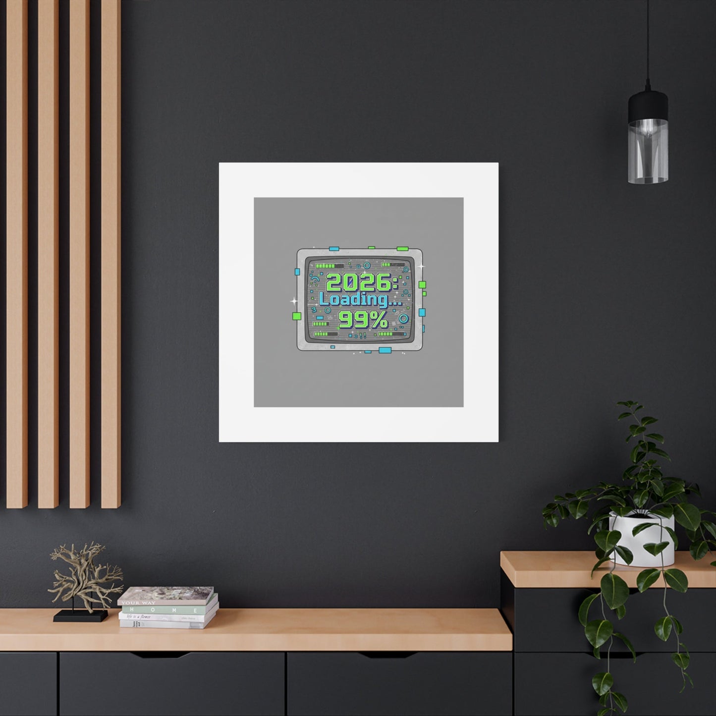 2026 Loading 99% Canvas | NYE countdown, retro system interface