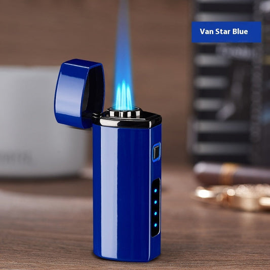 Power Display Three Direct Charging With Puncher Button Windproof Lighter